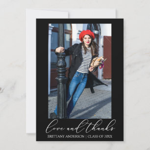 Cartão De Agradecimento Foto de Graduação de Tinta de Caligrafia e Obrigad