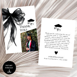 Cartão De Agradecimento Foto de Graduação do Arco Preto Moderno