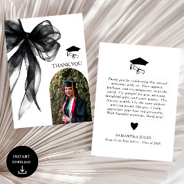 Cartão De Agradecimento Foto de Graduação do Arco Preto Moderno