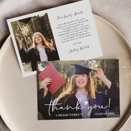 Cartão De Agradecimento Foto de Graduação do Coração de Amor Simples