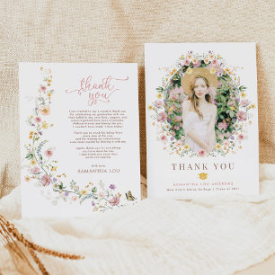 Cartão De Agradecimento Foto de Graduação do Jardim de Flor Selvagem de Pr