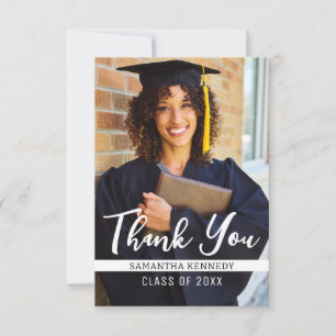 Cartão De Agradecimento Foto de graduação em preto e branco moderno em 202