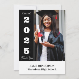 Cartão De Agradecimento Foto de Graduação Moderna Elegante