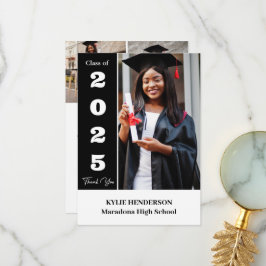 Cartão De Agradecimento Foto de Graduação Moderna Elegante
