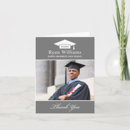 Cartão De Agradecimento Foto de Graduação Personalizada do Carvão Elegante