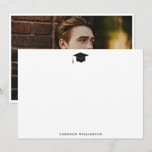 Cartão De Agradecimento Foto de Graduação Personalizada Moderna Simples