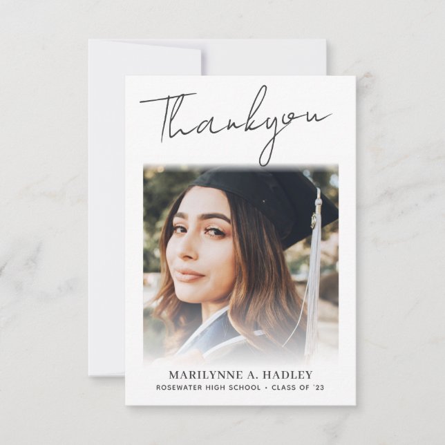 Cartão De Agradecimento Foto de Graduação Simples (Frente)