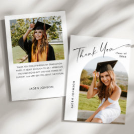 Cartão De Agradecimento Foto de Graduação Simples Elegante Minimalista 2