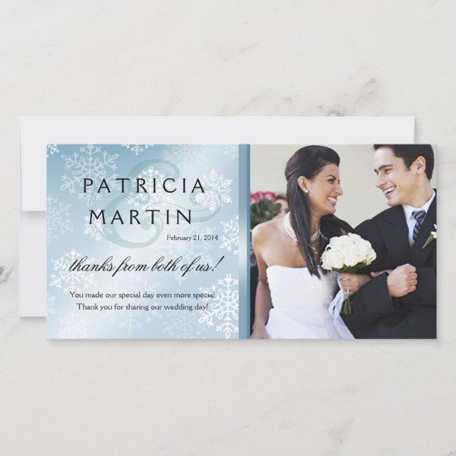 Cartão De Agradecimento Foto de inverno de neve Obrigado azul de gelo (Frente)