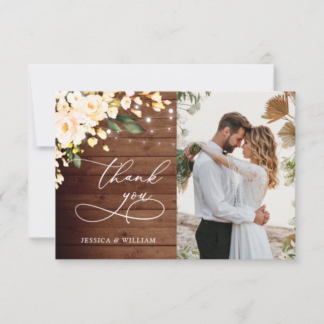 Cartão De Agradecimento Foto de Lanterna Rústica de Madeira Rosa Blush (Frente)