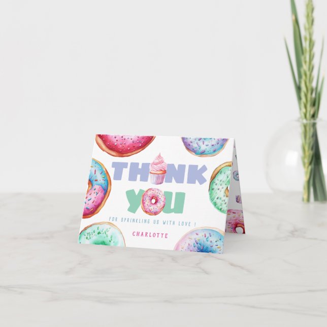 Cartão De Agradecimento Foto de Menina no Aniversário com Mensagem Persona (Frente)