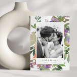 Cartão De Agradecimento Foto de Mensagem Personalizada de Casamento Floral<br><div class="desc">Cartões de agradecimentos de Mensagem Personalizada de Casamento Floral Laranja Púrpura Boho com Sua Foto</div>