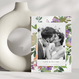 Cartão De Agradecimento Foto de Mensagem Personalizada de Casamento Floral