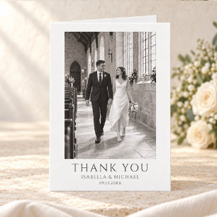 Cartão De Agradecimento Foto de Monograma de Casamento Formal Clássico
