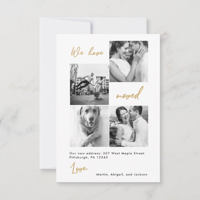 Cartão De Agradecimento Foto de mudança de endereço de mapa dourado falso  (Frente)