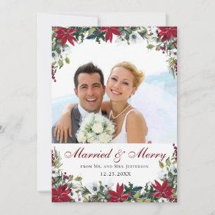 Cartão De Agradecimento Foto de Natal Floral Red Poinsettia Obrigado