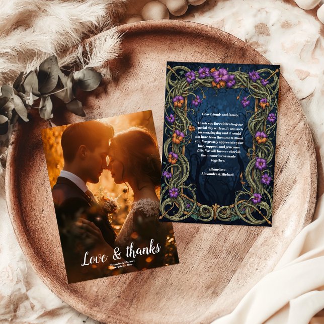 Cartão De Agradecimento Foto de Nouveau Casamento de Halloween Gótico (Criador carregado)