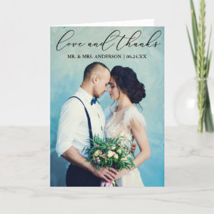 Cartão De Agradecimento Foto de Obrigados de amor para caligrafia elegante