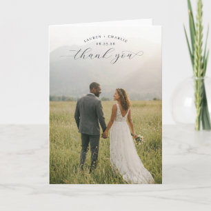 Cartão De Agradecimento Foto de Paisagem Verde Romântica