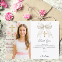 Foto de pérolas com laço branco menina Crisma