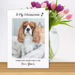 Cartão De Agradecimento Foto de Pet Care Veterinária Personalizada<br><div class="desc">Diga "Obrigado" ao seu maravilhoso veterinário com um cartão com fotos de estimação fofo personalizado do cão! "Ao meu veterinário... Obrigados por cuidar de mim!" Personalize com o nome do cachorro e a foto favorita. Personalize o dentro com sua mensagem especial ou exclua para escrever manualmente. COPYRIGHT © 2020 Judy...</div>