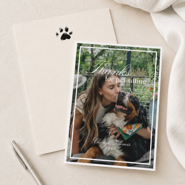 Cartão De Agradecimento Foto de Pet Sitter (Pet Sitting Photo Thank You Card)
