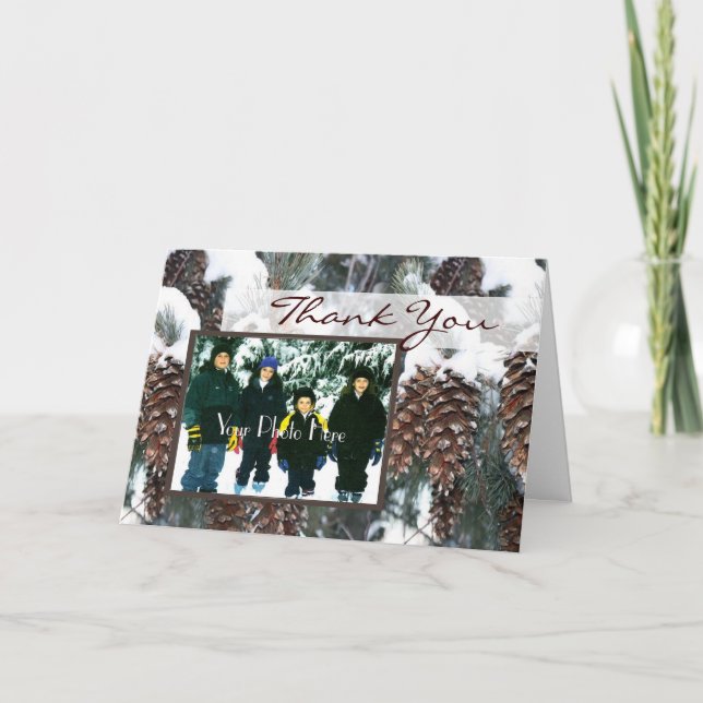 Cartão De Agradecimento Foto de pinheiro de inverno (Frente)
