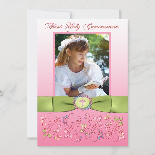 Cartão De Agradecimento Foto de Santa Comunhão de Flecha Imprimida, Obriga (Frente)