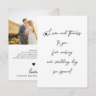 Cartão De Agradecimento Foto de Script de Casamento de Amor e Obrigados Ex