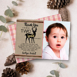 Cartão De Agradecimento Foto de segundo aniversário de Veado de Woodland W