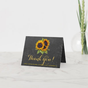 Cartão De Agradecimento Foto dentro rustic sunflower obrigado seu casament