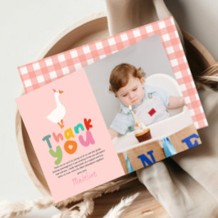 Cartão De Agradecimento Foto do 2º aniversário da Girls Two Silly Goose