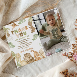 Cartão De Agradecimento Foto do Aniversário de 1 Ano do Dinossauro One-A-S