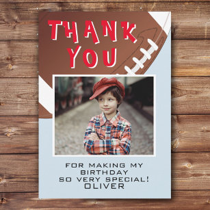 Cartão De Agradecimento Foto do Aniversário de criança de Futebol American