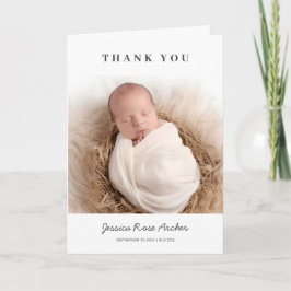 Cartão De Agradecimento Foto do bebê da tipografia negra moderna minimalis