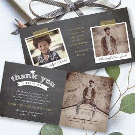 Cartão De Agradecimento Foto do Boné de formatura de Tipografia do Sketch 