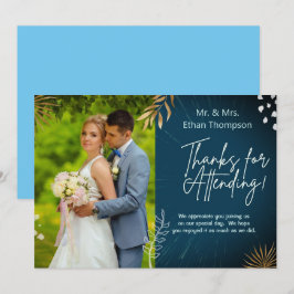 Cartão De Agradecimento Foto Do Casal De Casamento Do marinho Obrigado Car