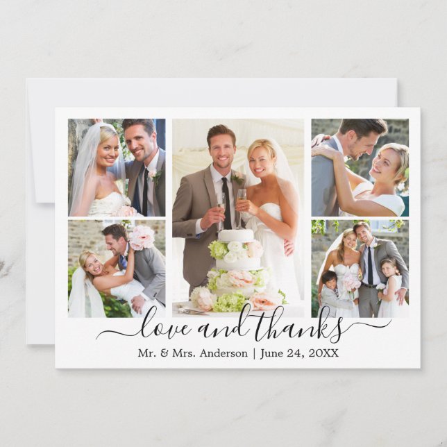 Cartão De Agradecimento Foto do Casamento 5 do Script de Tendy Calliografi (Frente)