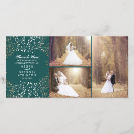 Cartão De Agradecimento Foto do Casamento Dourado de Teal de Respiração do