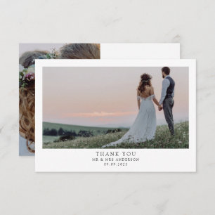Cartão De Agradecimento Foto do Casamento Minimalista 2