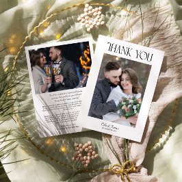 Cartão De Agradecimento Foto do Casamento no inverno de Tipografia Elegant