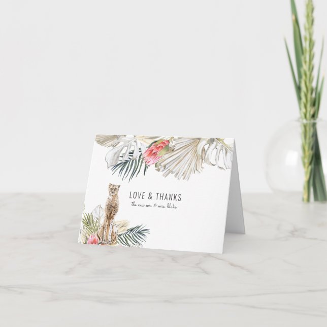 Cartão De Agradecimento Foto do Casamento Safari Africano Obrigado (Frente)