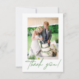 Cartão De Agradecimento Foto do Casamento Verde Chic Obrigado Handletterin