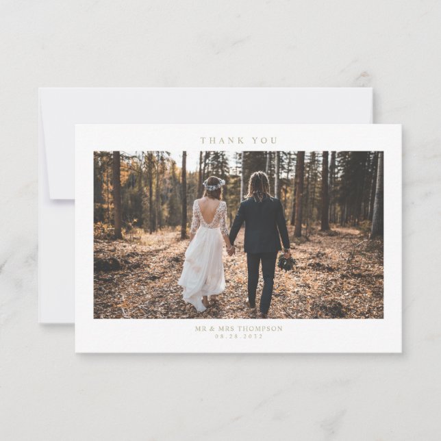 Cartão De Agradecimento Foto do Casamento Verde da Sage Moderna Simples (Frente)