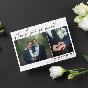 Cartão De Agradecimento Foto do Casamento White 2 Muito Obrigado