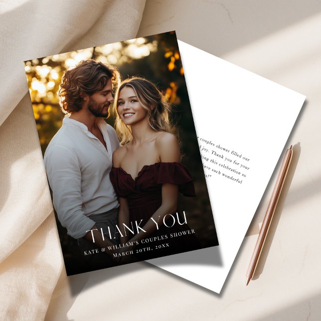 Cartão De Agradecimento Foto do Chá de Casais de Sobreposição de Casamento (Criador carregado)