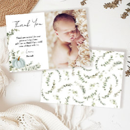 Cartão De Agradecimento Foto do Chá de fraldas de Abóbora Azul Pequeno