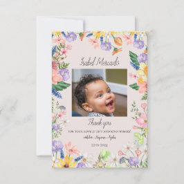Cartão De Agradecimento Foto do Chá de fraldas de Primavera Wildflower Obr