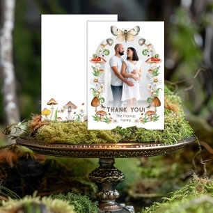 Cartão De Agradecimento Foto do Chá de fraldas Insetos e Cogumelos Woodlan