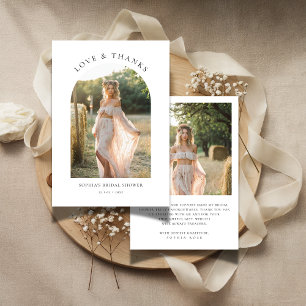 Cartão De Agradecimento Foto do Chá de Noiva Boho Minimal Love & Thanks